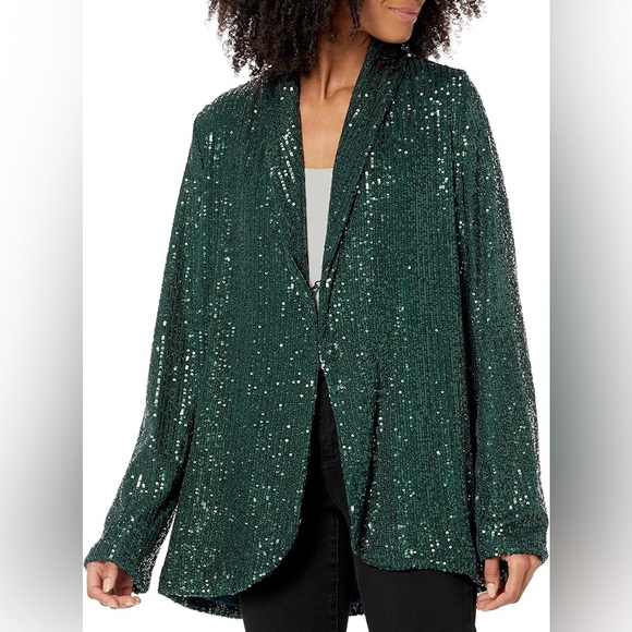 SHOW ME YOUR MUMU Women's Dance Sequins Blazer in emerald‎ green Size M - Picture 1 of 9